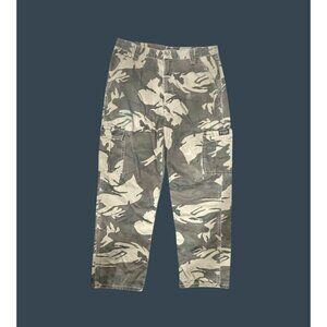 Camouflage Cargo Pants 34x32 Mens 100% Cotton Outdoor Casual Military Style